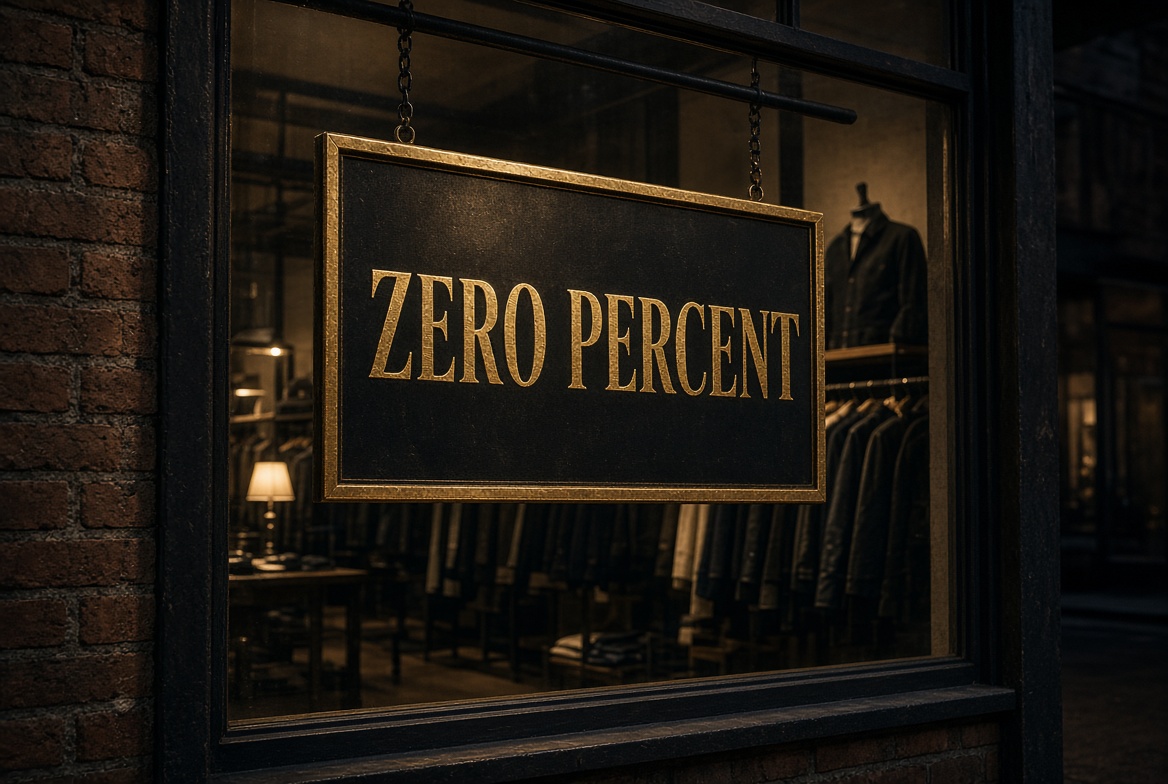 Store sign zero percent